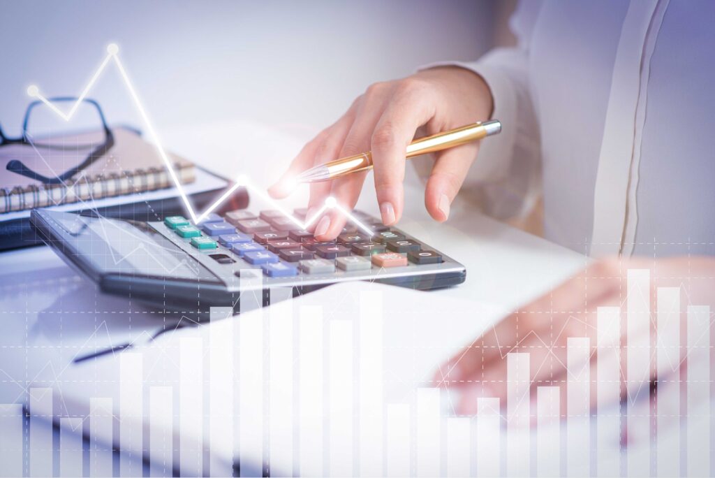 GST Registration 1 compressed accountant calculating profit with financial analysis graphs